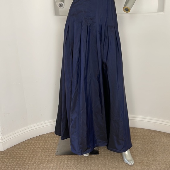 TADASHI Collection Ruched Taffeta Gown Navy Blue Size 2 - Picture 6 of 13